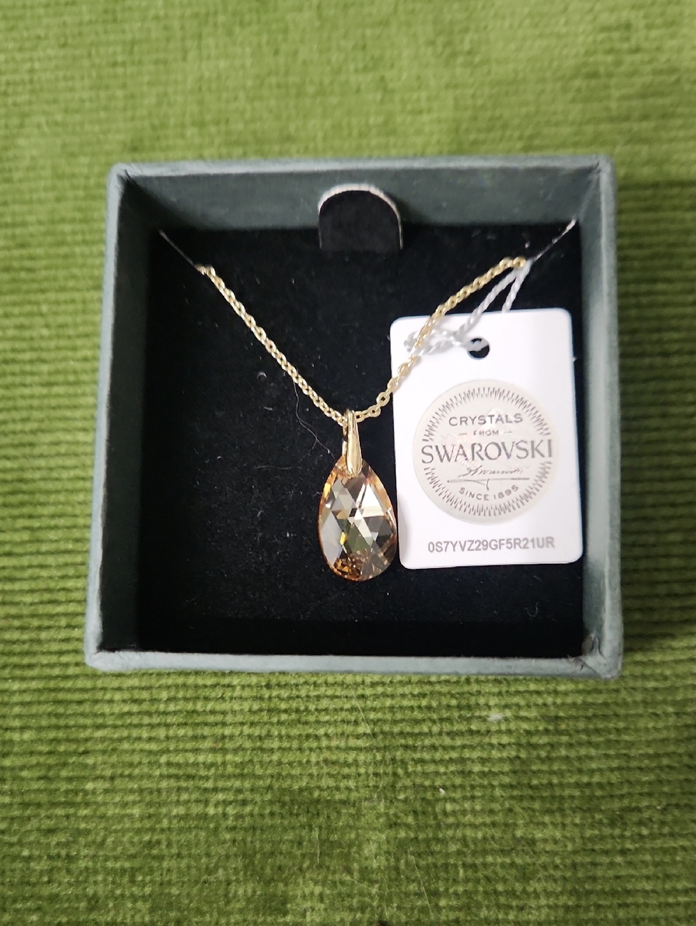 Nic & Syd Swarovski Gold Teardrop Crystal Necklace with Champagne Stone